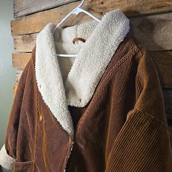 Wrangler Corduroy Ranch Coat Women's Large Sherpa Lined - Picture 3 of 11